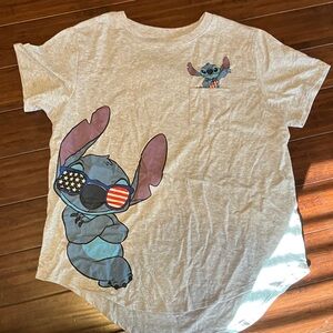 Disney Gray Tee with Stitch and Patriotic Sunglasses